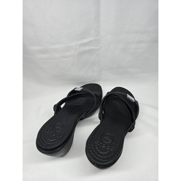 Women's Crocs Cyprus IV Heels Sandals Size 10 Black - Picture 3 of 9